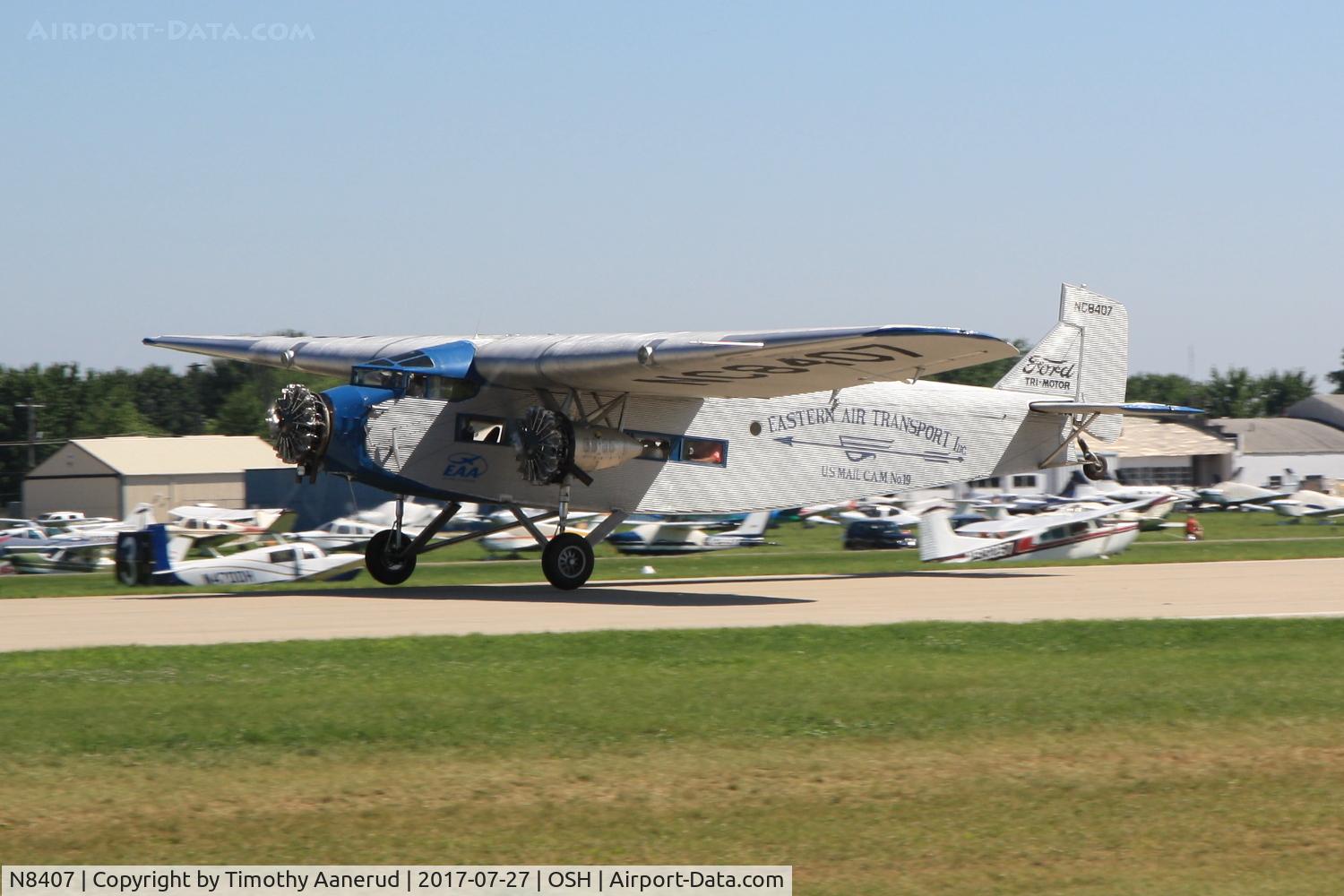 N8407, 1929 Ford 4-AT-E Tri-Motor C/N 69, 1929 Ford 4-AT-E, c/n: 69, back flying after a wing spar repair found just before the start of AirVenture.