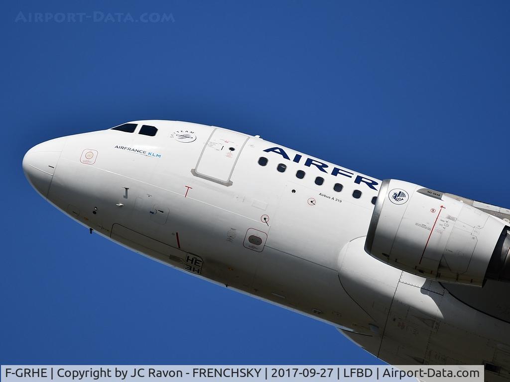 F-GRHE, 1999 Airbus A319-111 C/N 1020, AF6261 take off runway 23 to Paris Orly
