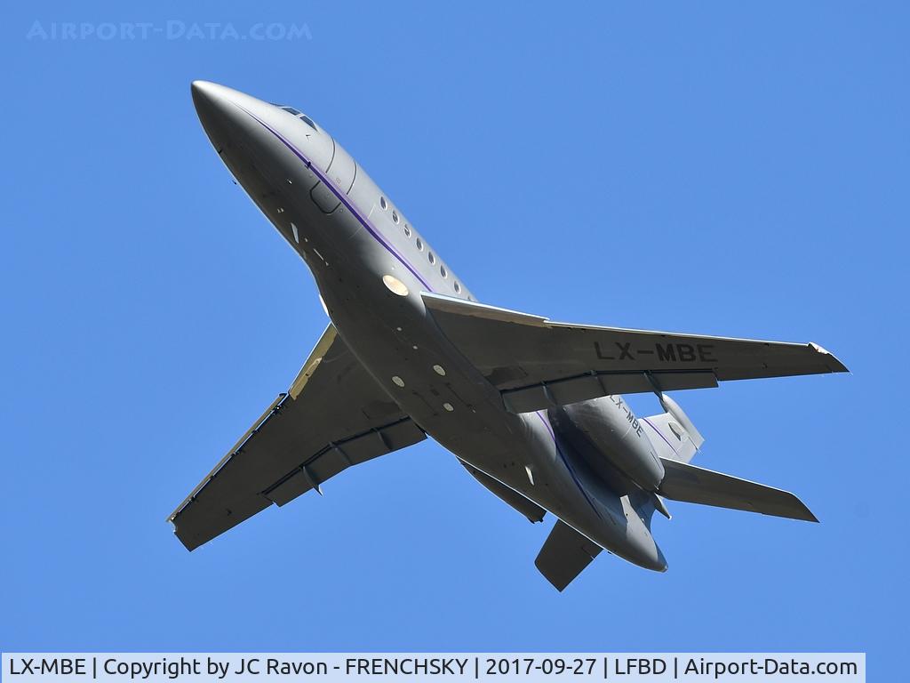 LX-MBE, 2003 Dassault Falcon 2000 C/N 208, Saint James Luxembourg take off runway 23