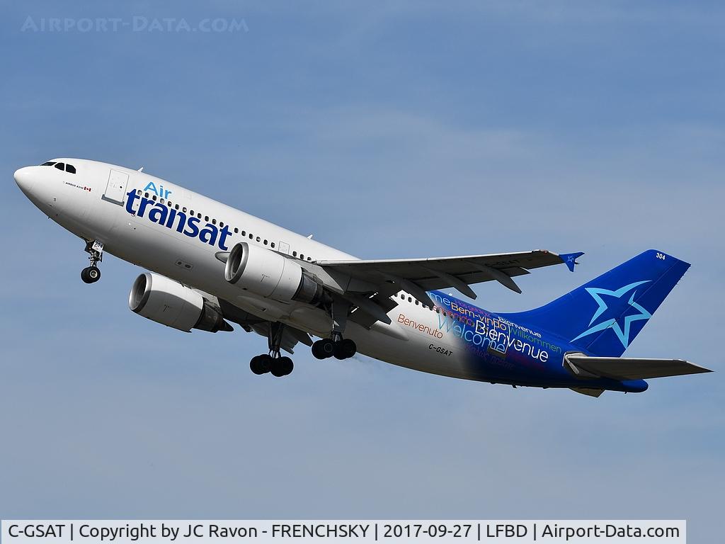 C-GSAT, 1991 Airbus A310-308 C/N 600, Air Transat TS517 take off runway 23 to Montreal (YUL)