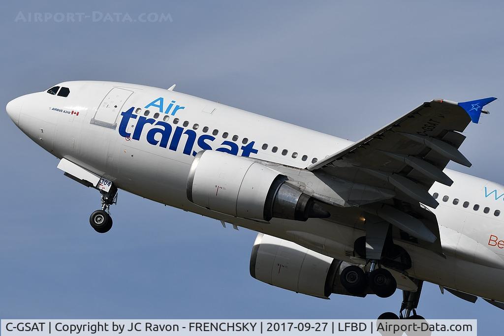 C-GSAT, 1991 Airbus A310-308 C/N 600, Air Transat TS517 take off runway 23 to Montreal (YUL)