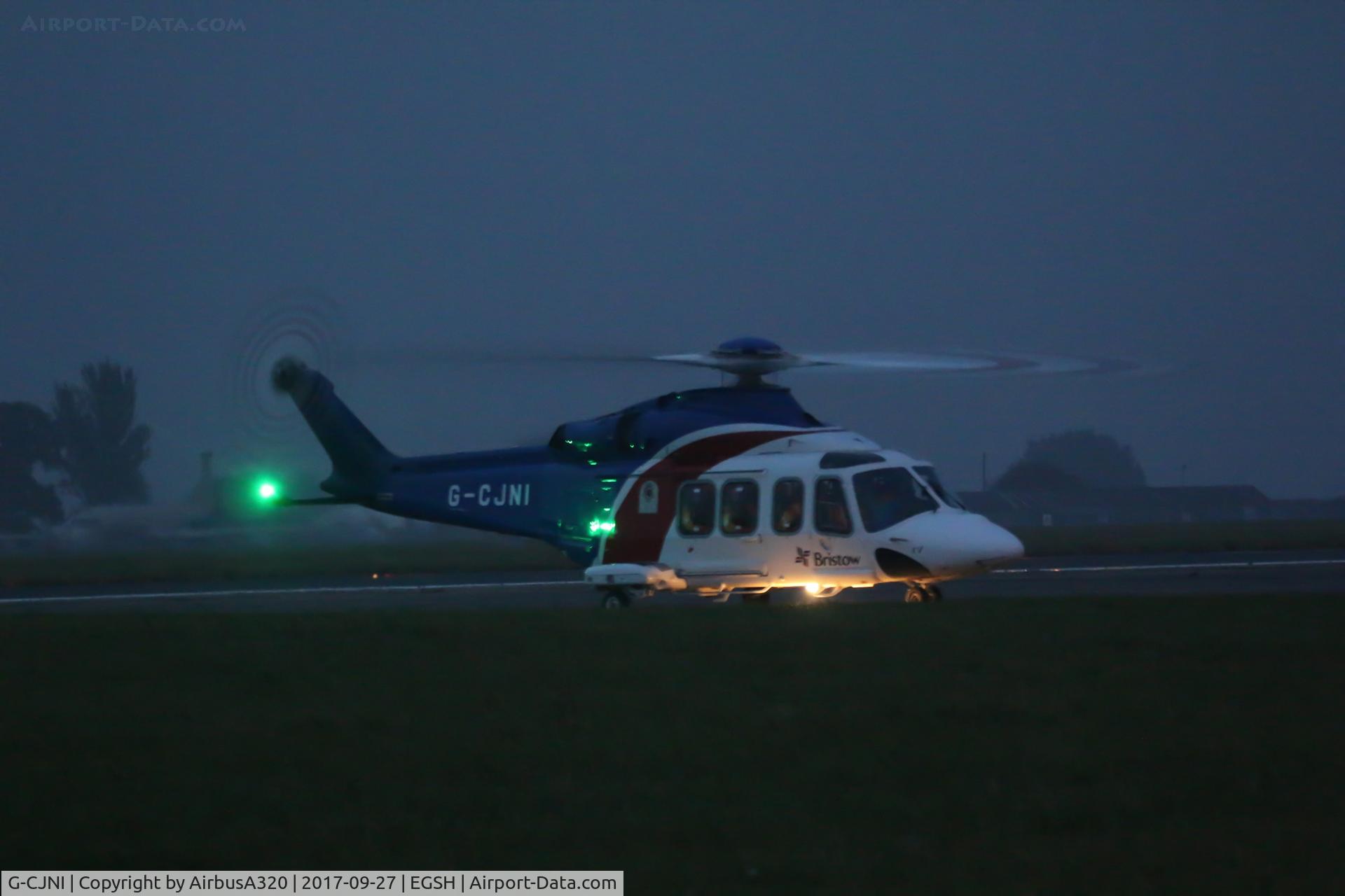 G-CJNI, 2014 AgustaWestland AW-139 C/N 41374, End of another day bringing the oil riggers home