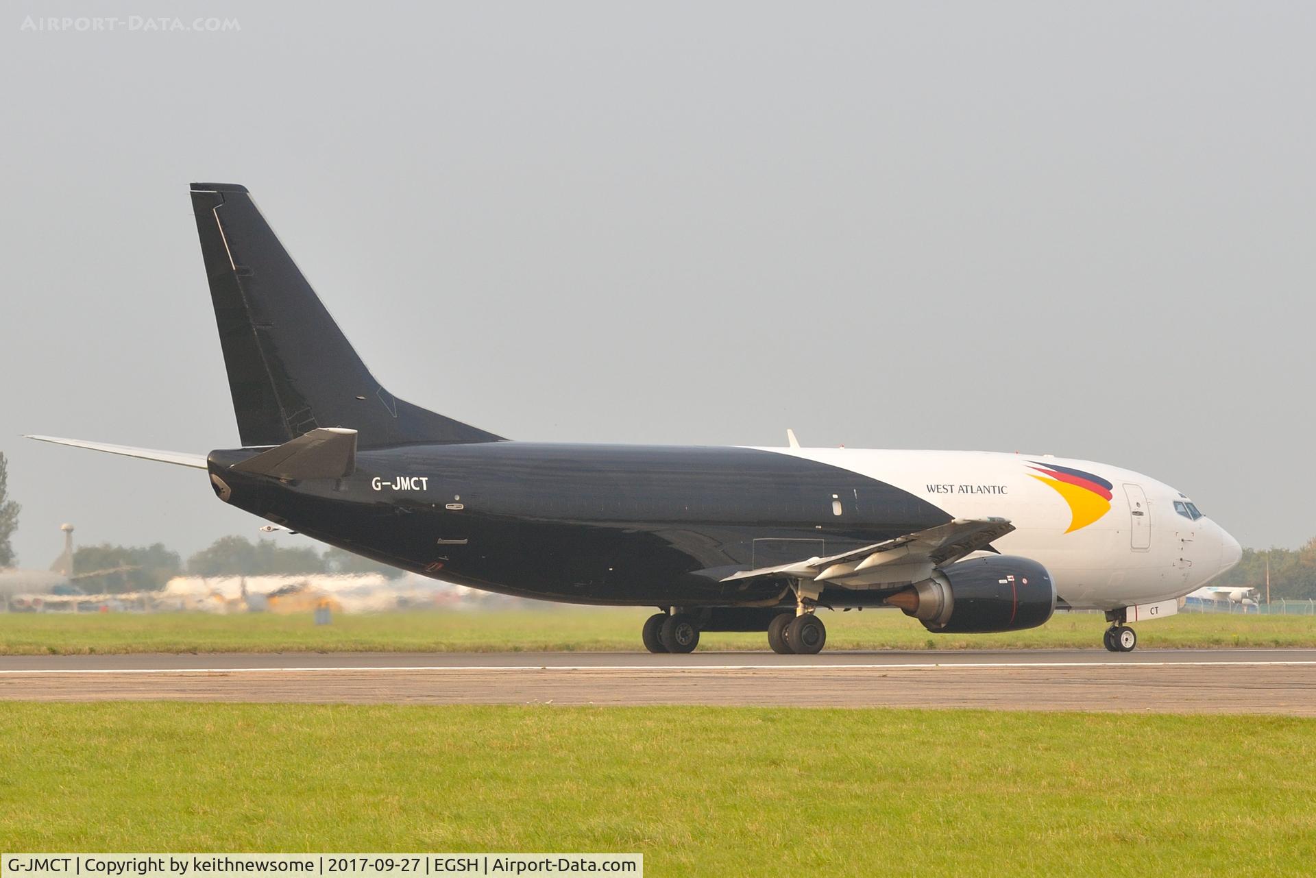 G-JMCT, 1989 Boeing 737-3Y0 C/N 24546, Leaving Norwich for Edinburgh.