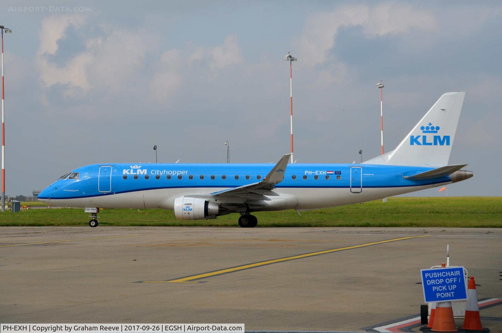PH-EXH, 2016 Embraer 175STD (ERJ-170-200) C/N 17000564, About to depart from Norwich.