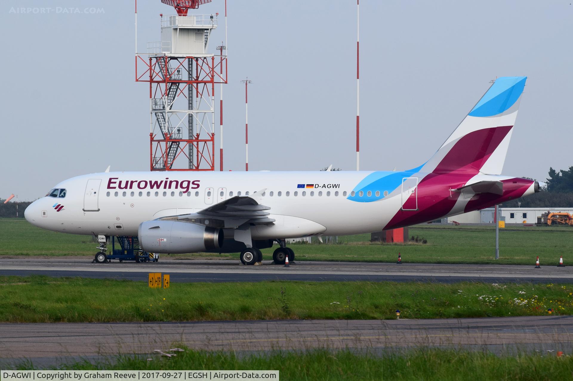 D-AGWI, 2008 Airbus A319-132 C/N 3358, Parked at Norwich.
