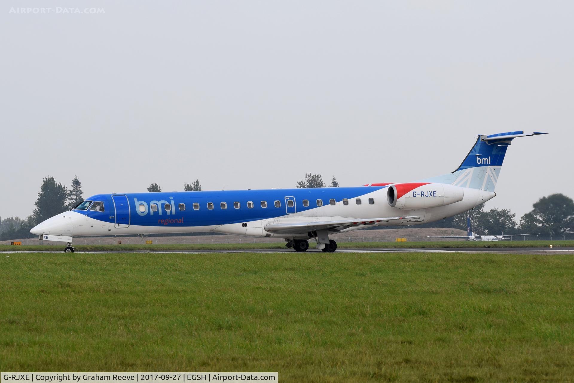 G-RJXE, 2000 Embraer EMB-145EP (ERJ-145EP) C/N 145245, About to depart from Norwich.