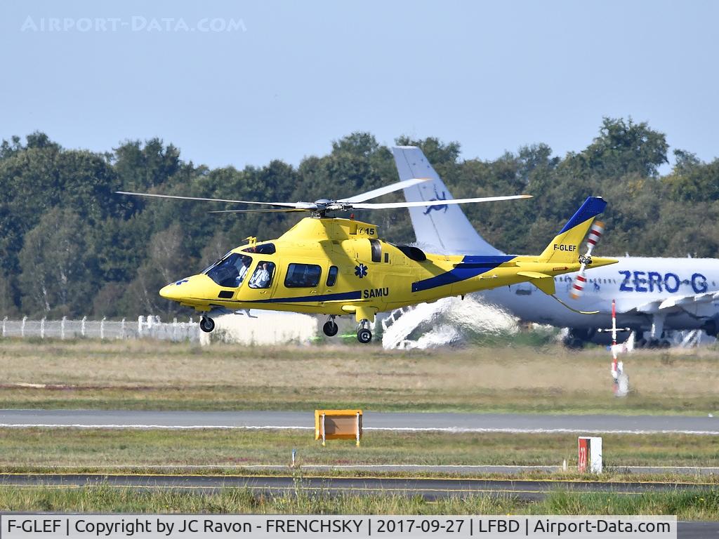 F-GLEF, 1998 Agusta A-109E Power C/N 11027, SAMU from Haut Lévéque hospital landing for refueling