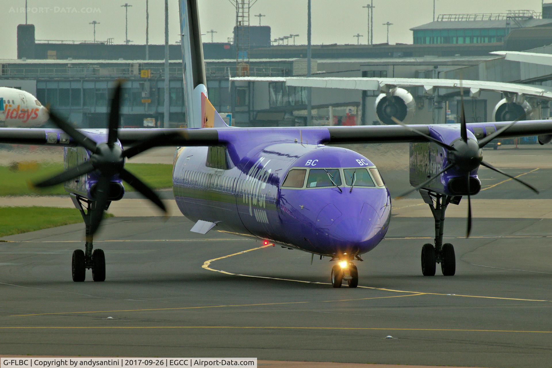 G-FLBC, 2009 De Havilland Canada DHC-8-402Q Dash 8 C/N 4257, taxing out for take off