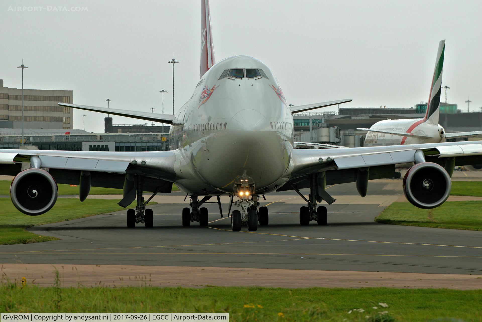 G-VROM, 2001 Boeing 747-443 C/N 32339, taxing out for take off