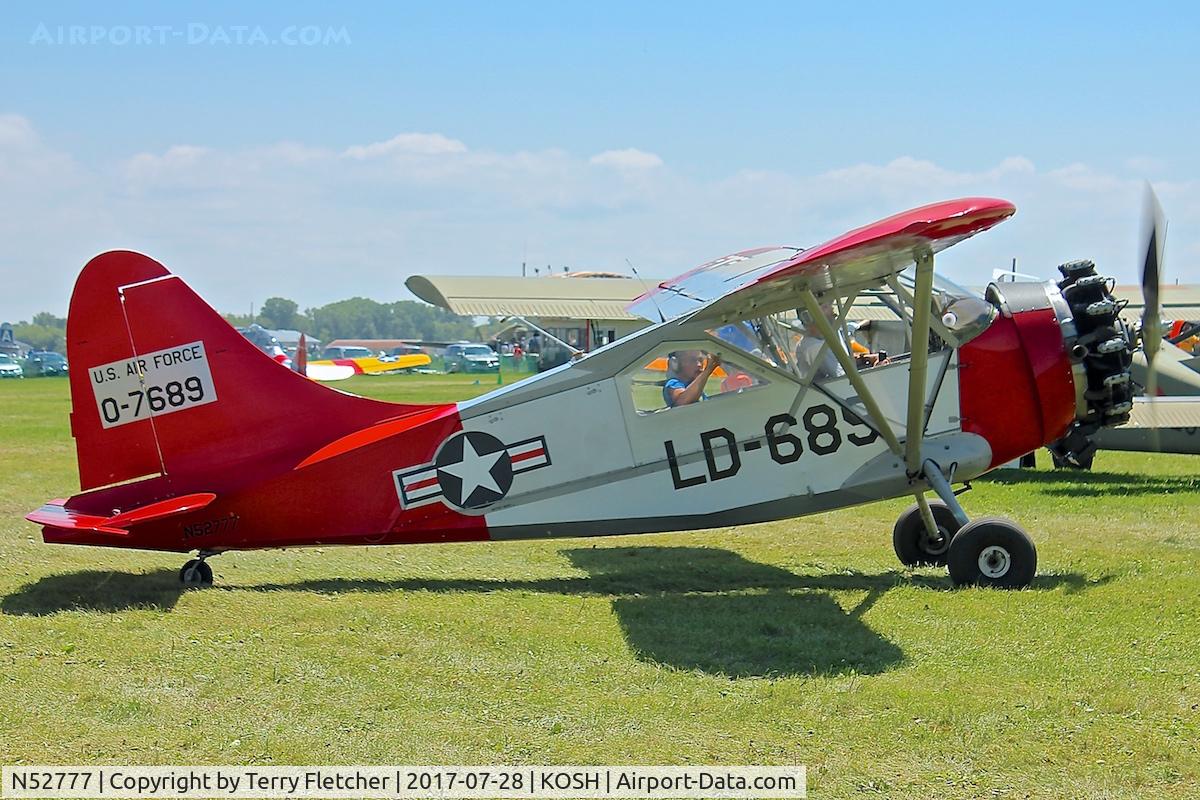 N52777, 1943 Stinson L-5 Sentinel C/N 7689, At 2017 EAA AirVenture at Oshkosh , ex 42-14886