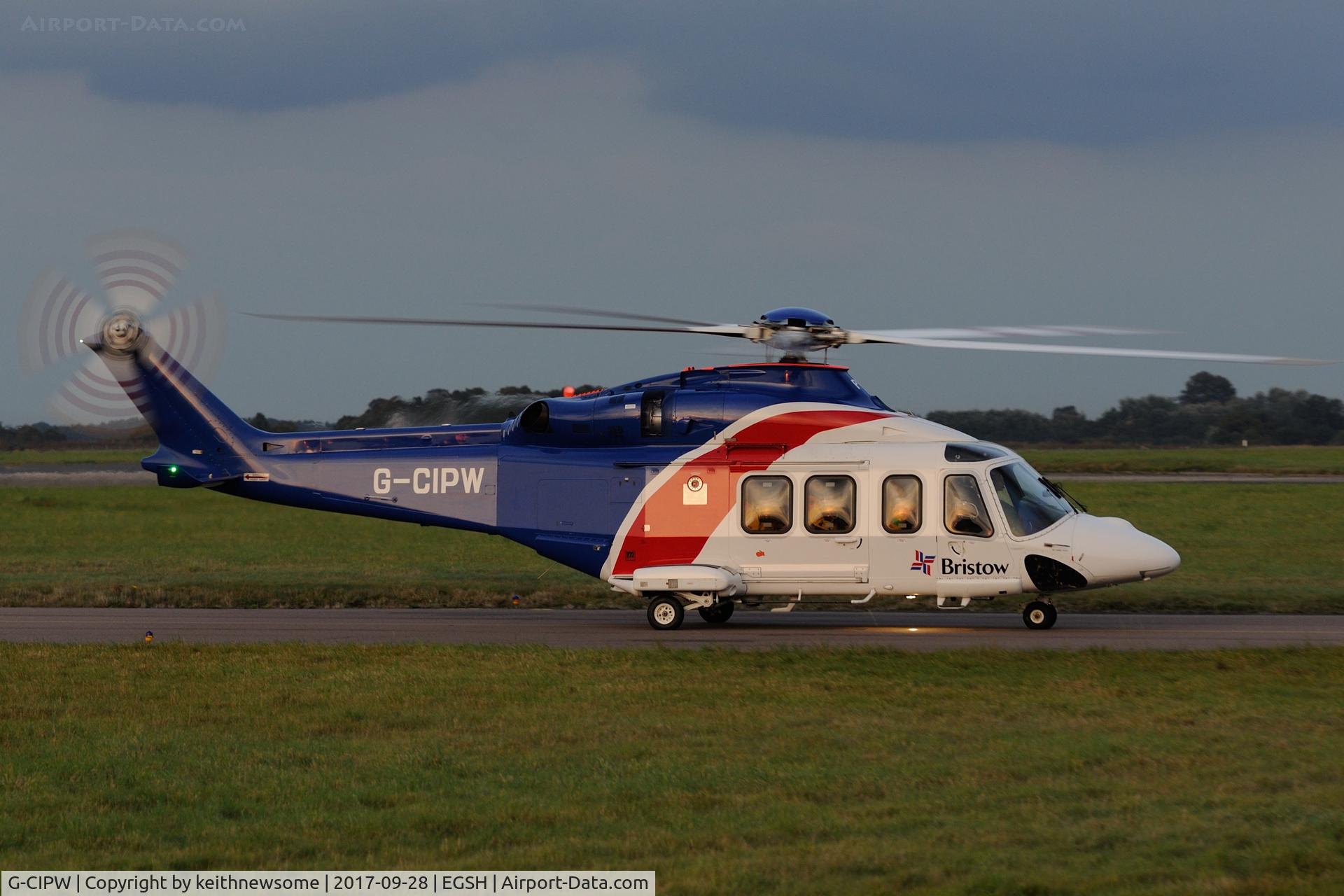 G-CIPW, 2013 AgustaWestland AW-139 C/N 41344, Evening arrival from offshore.
