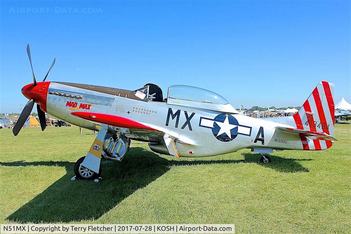 N51MX, 1944 North American F-51D Mustang C/N 45-11559, At 2017 EAA AirVenture at Oshkosh