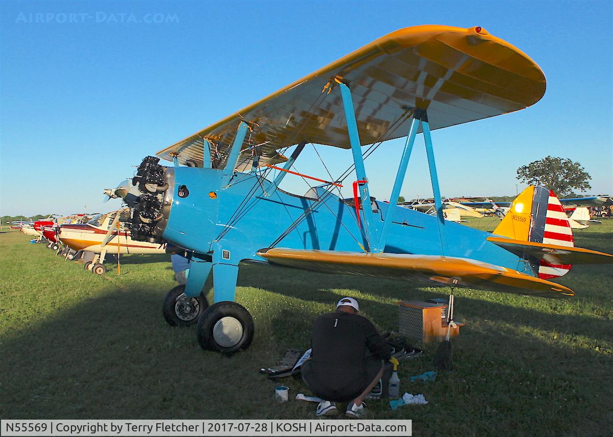 N55569, 1941 Boeing A75N1(PT17) C/N 75-1875, At 2017 EAA AirVenture at Oshkosh , ex 41-8316