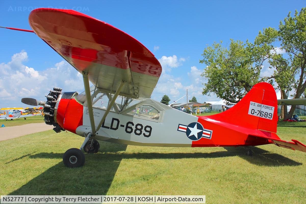 N52777, 1943 Stinson L-5 Sentinel C/N 7689, At 2017 EAA AirVenture at Oshkosh , ex 42-14886