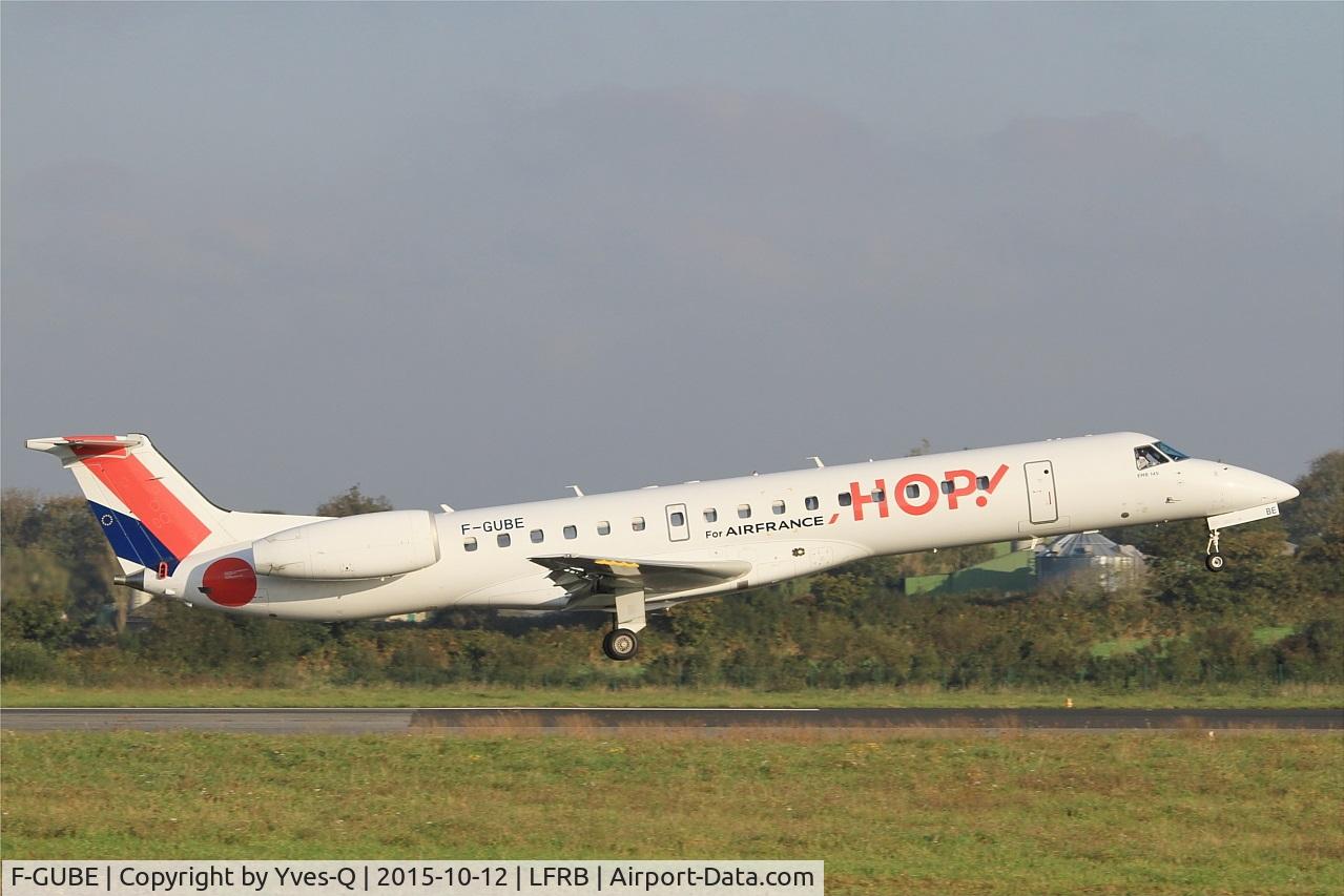 F-GUBE, 2002 Embraer ERJ-145LR (EMB-145LR) C/N 145668, Embraer ERJ-145LR, Landing rwy 25L, Brest-Bretagne airport (LFRB-BES)