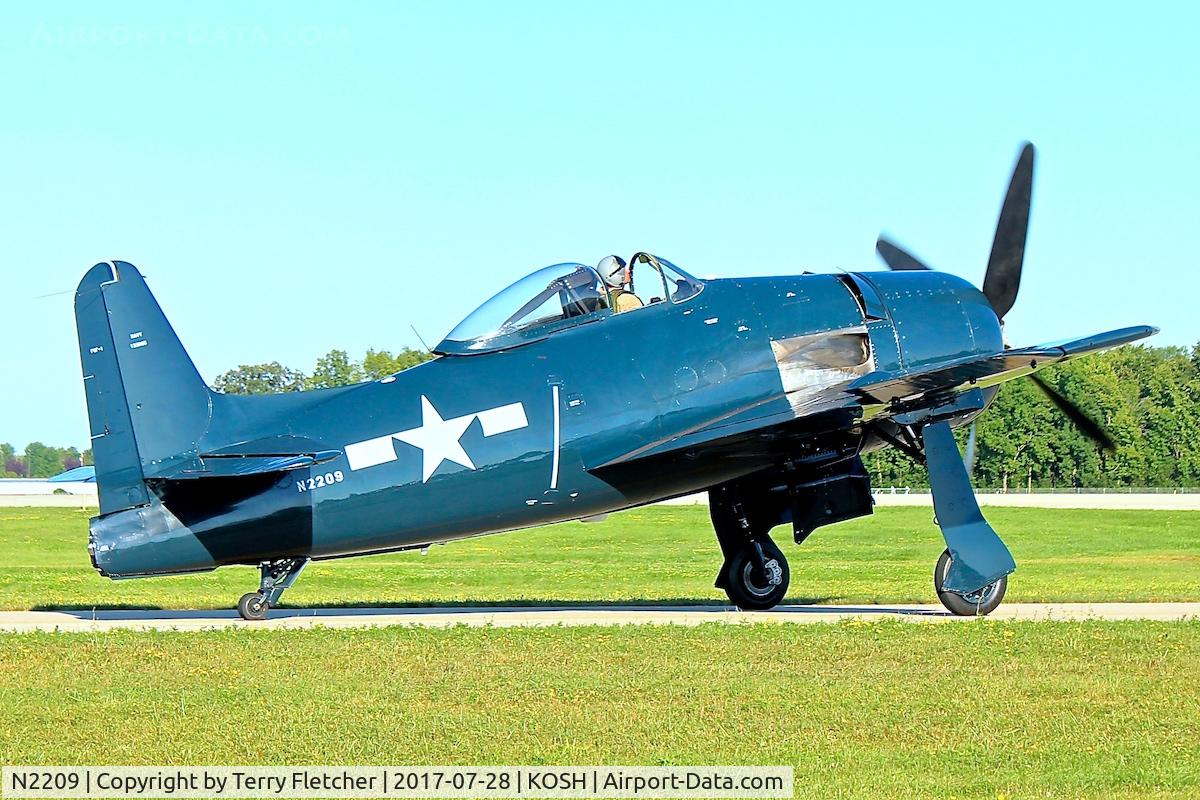 N2209, 1945 Grumman F8F-1B Bearcat C/N 122095, At 2017 EAA AirVenture at Oshkosh