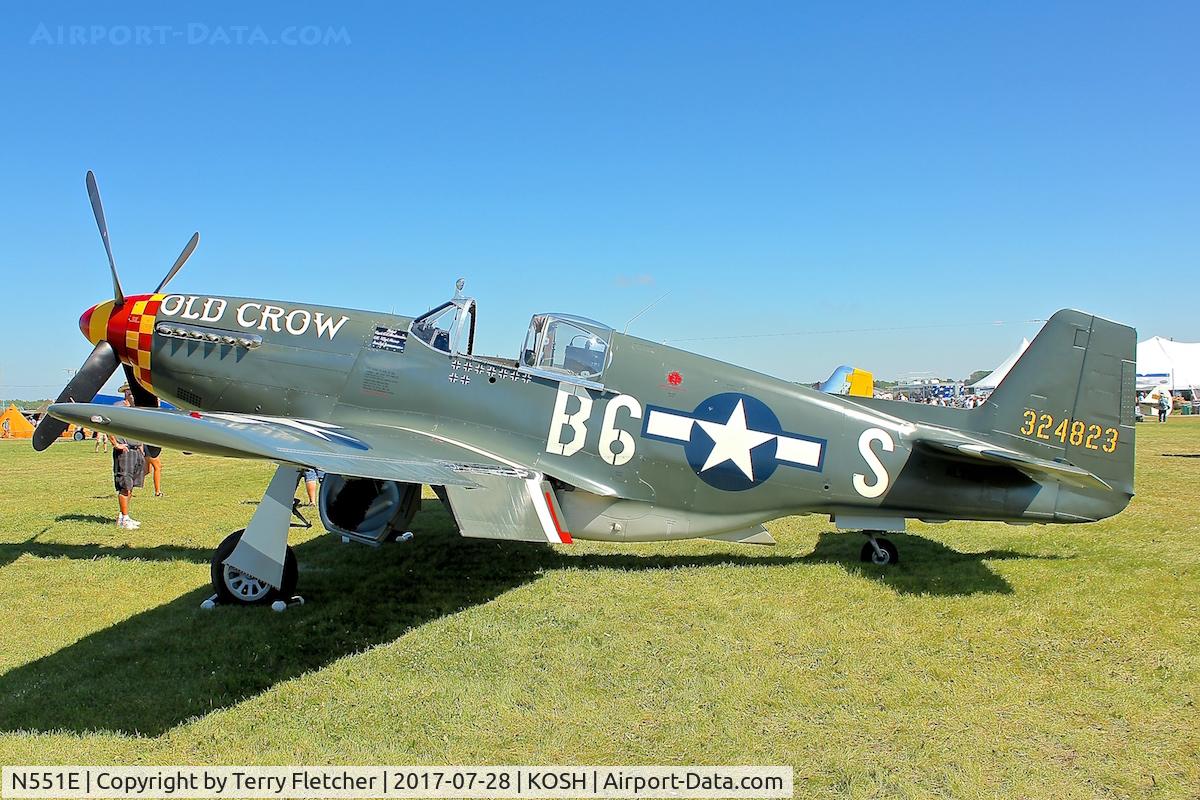 N551E, 1943 North American P-51B-1NA Mustang C/N 102-24700, At 2017 EAA AirVenture at Oshkosh