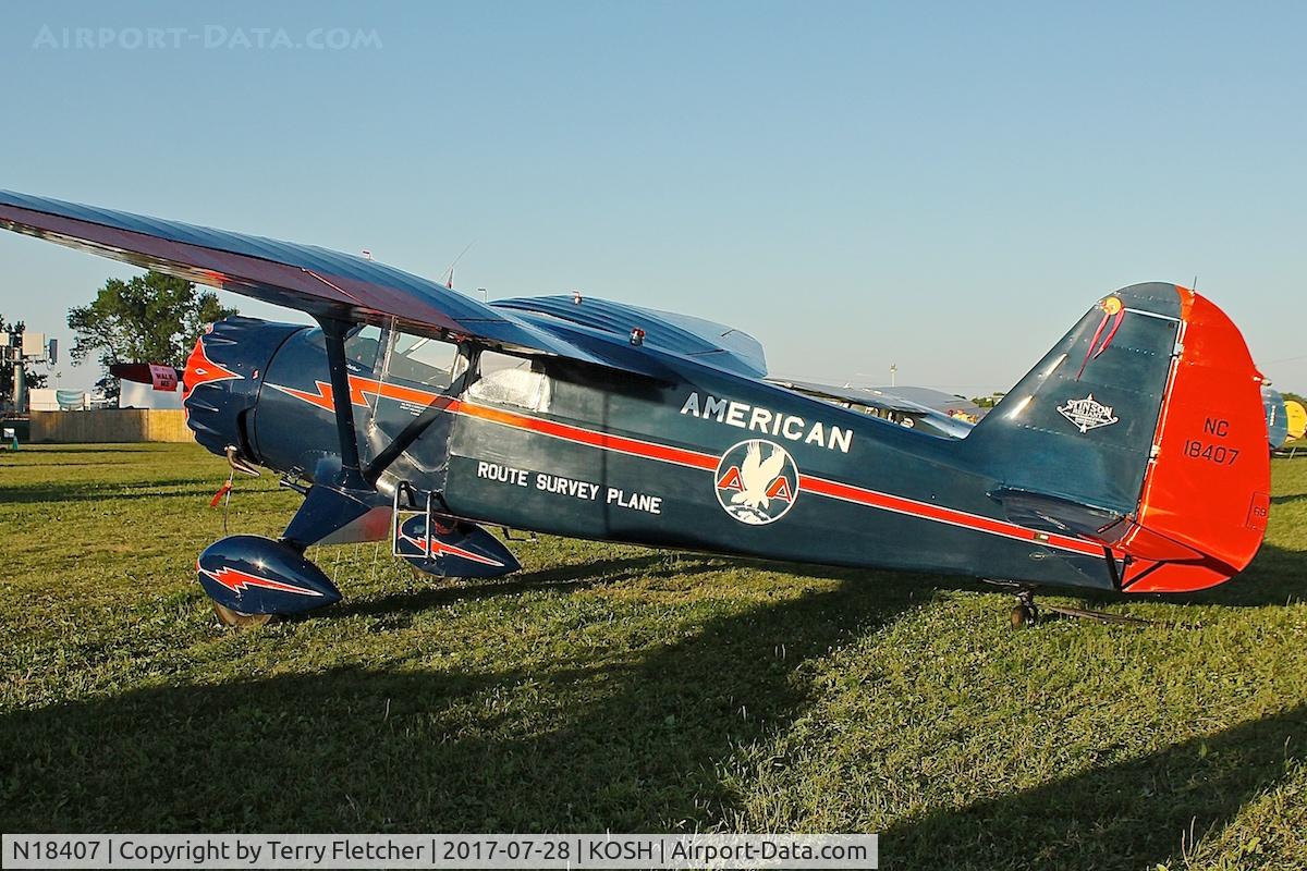 N18407, 1937 Stinson SR-9C Reliant C/N 5313, At 2017 EAA AirVenture at Oshkosh