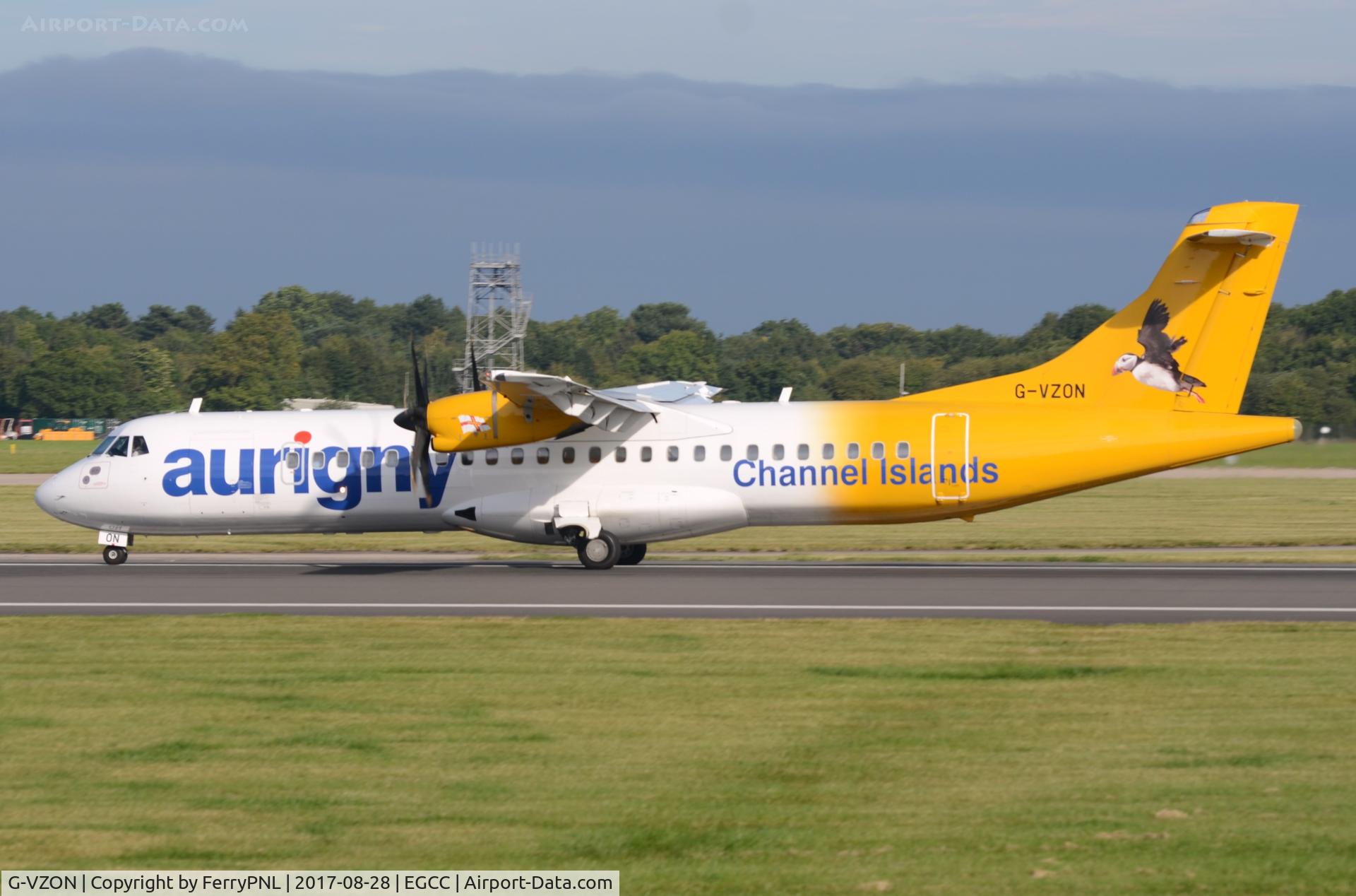G-VZON, 2009 ATR 72-212A C/N 853, Aurigny ATR72 departure to one of the Channel Islands.