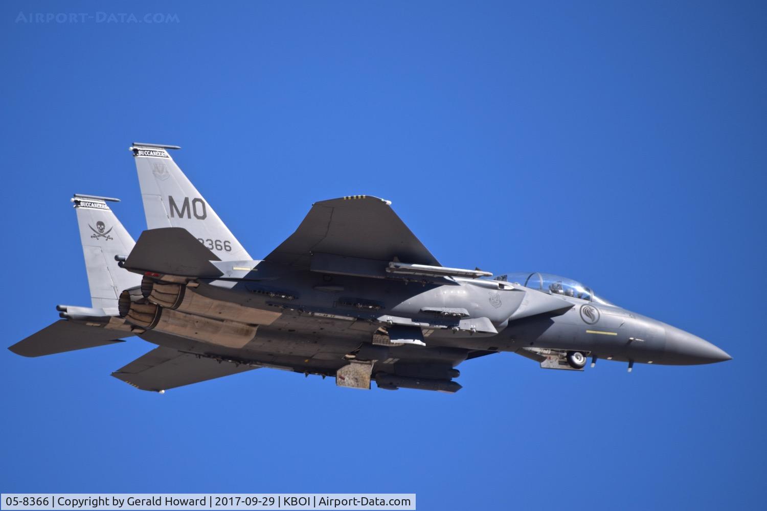 05-8366, 2014 Boeing F-15SG Strike Eagle C/N Not found 05-8366/N366SG, Low pass over RWY 10R. 428th Fighter Sq. 366th Fighter Wing. Royal Singapore A.F. aircraft with FAA reg. N366SG registered to Boeing Aircraft Co., Renton, WA.