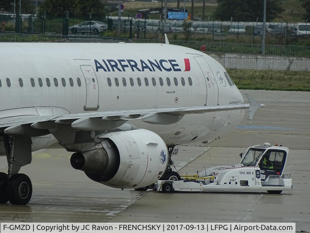 F-GMZD, 1995 Airbus A321-111 C/N 0529, AF pushback at CDG T2 with TPX100E