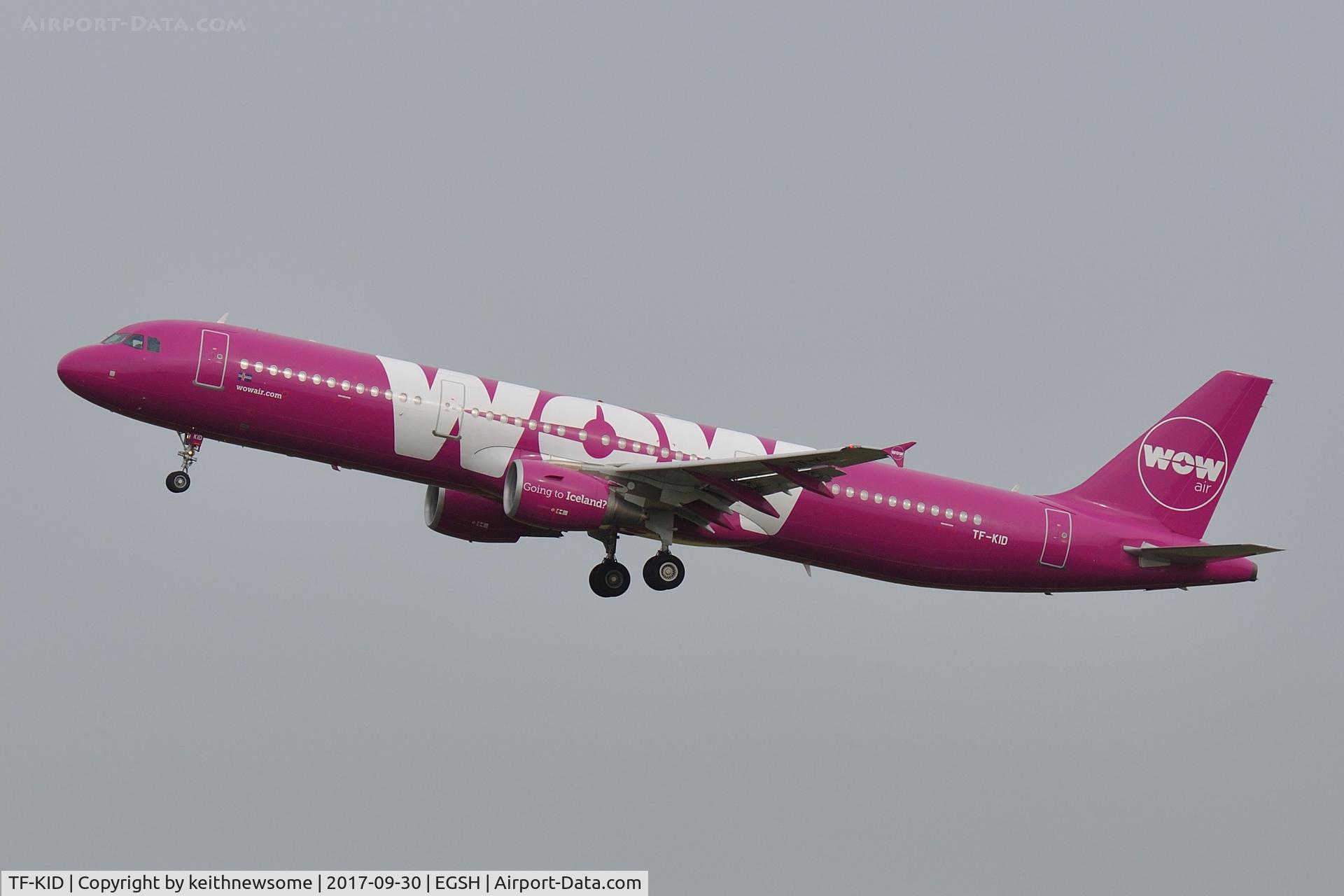 TF-KID, 2013 Airbus A321-211 C/N 5681, Leaving Norwich for Reykjavik.