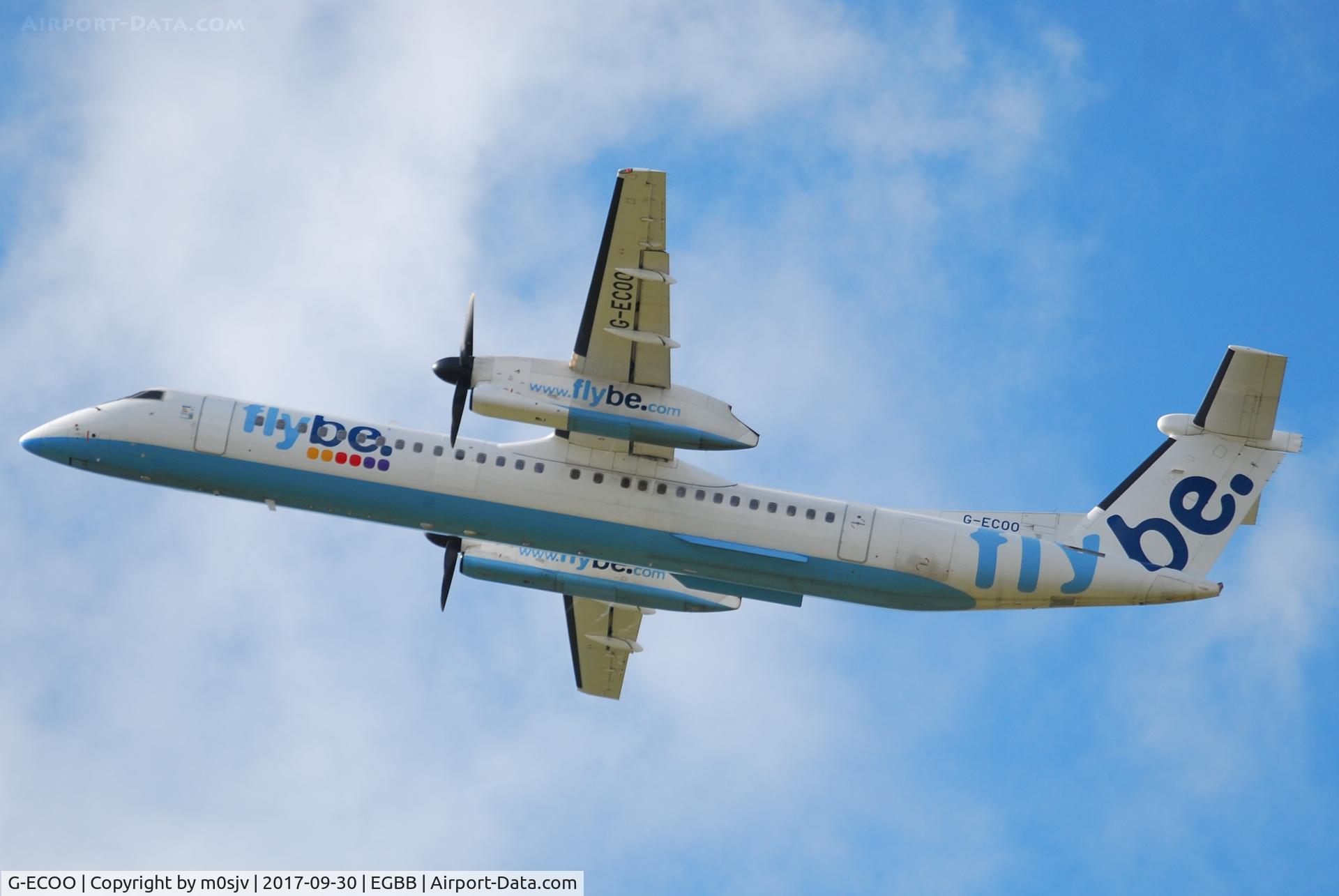 G-ECOO, 2009 De Havilland Canada DHC-8-402Q Dash 8 C/N 4237, Shortly after take off from EGBB
