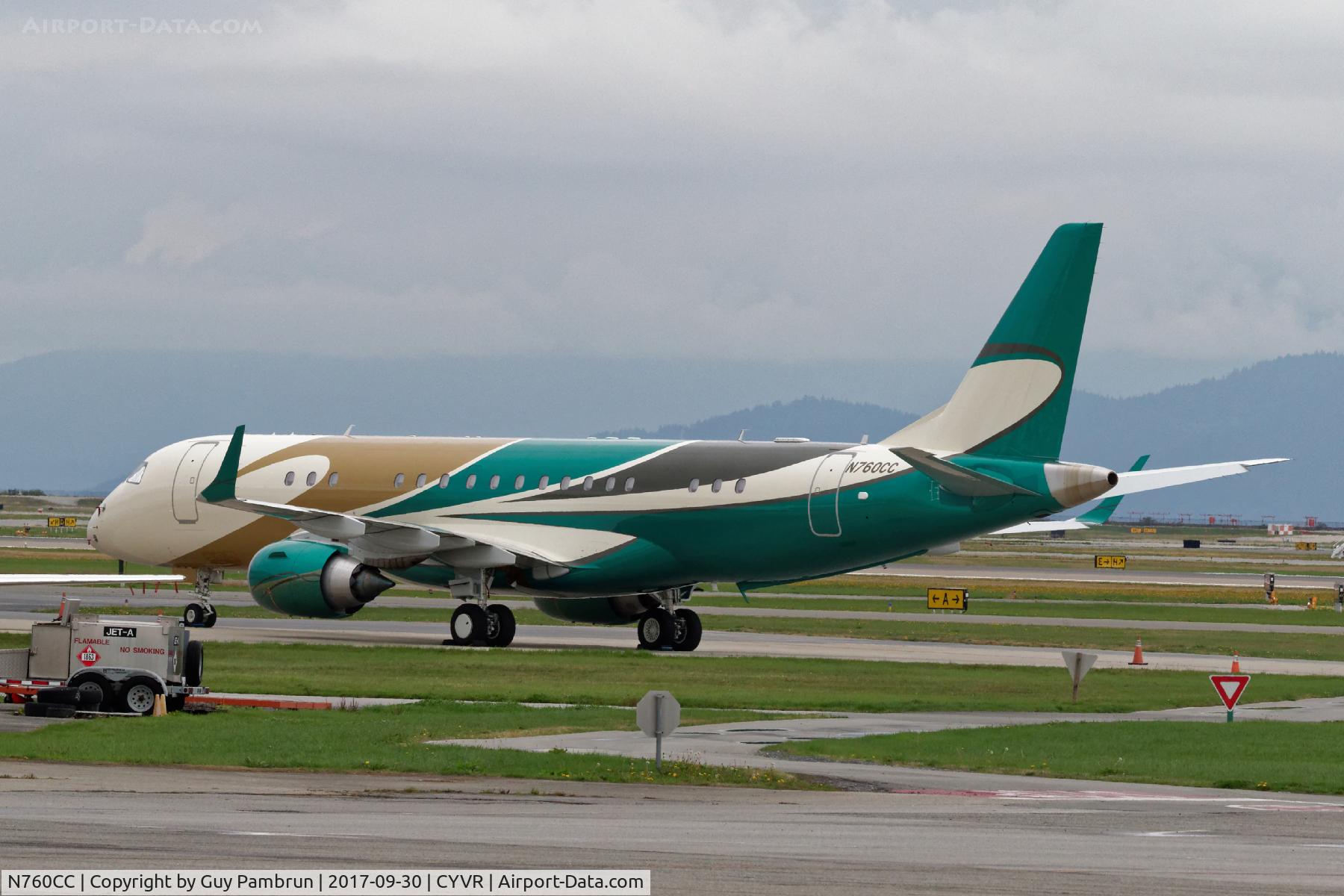 N760CC, 2015 Embraer ERJ-190-100ECJ Lineage 1000 C/N 19000656, Landing