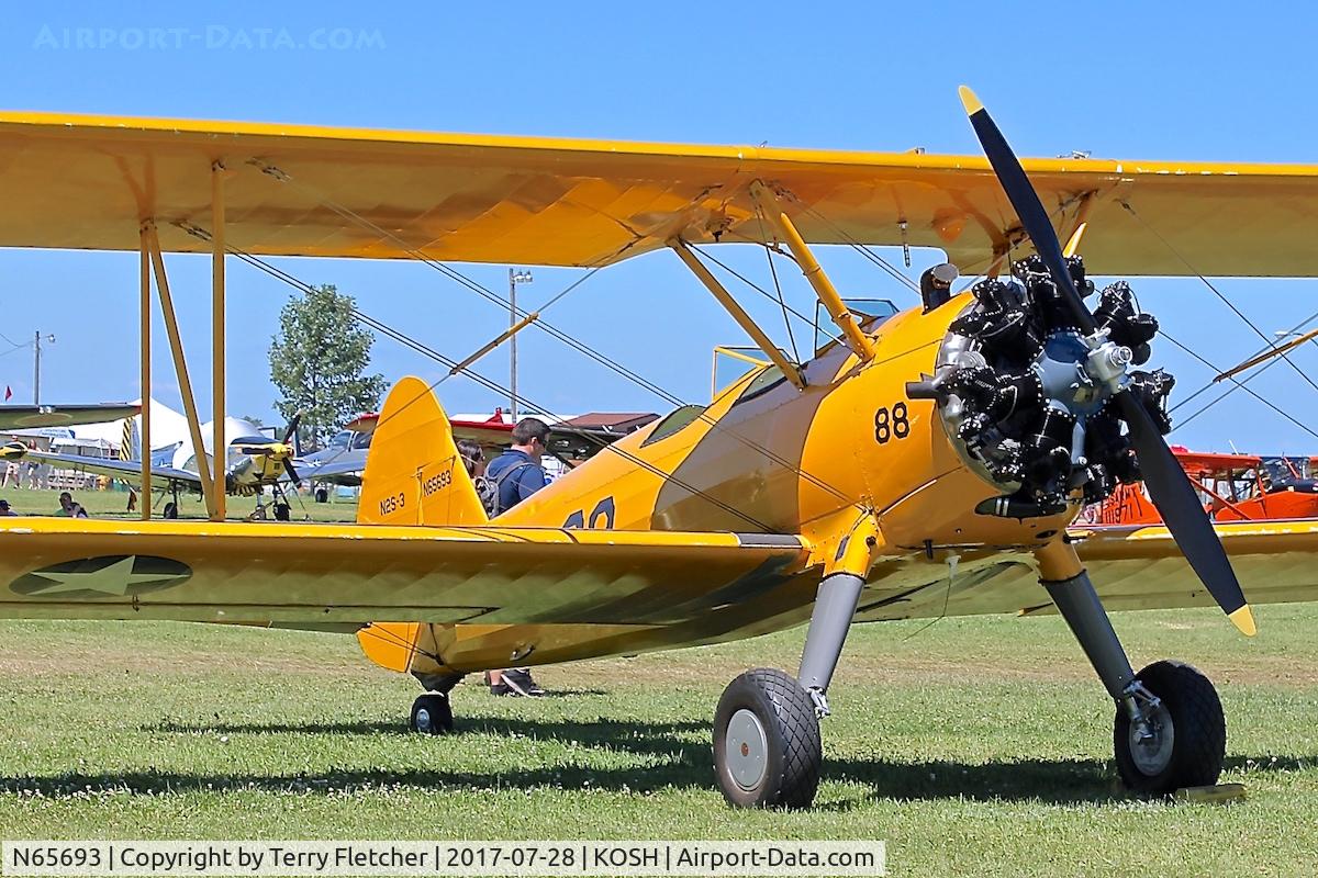 N65693, 1942 Boeing B75N1 C/N 75-6966, At 2017 EAA AirVenture at Oshkosh