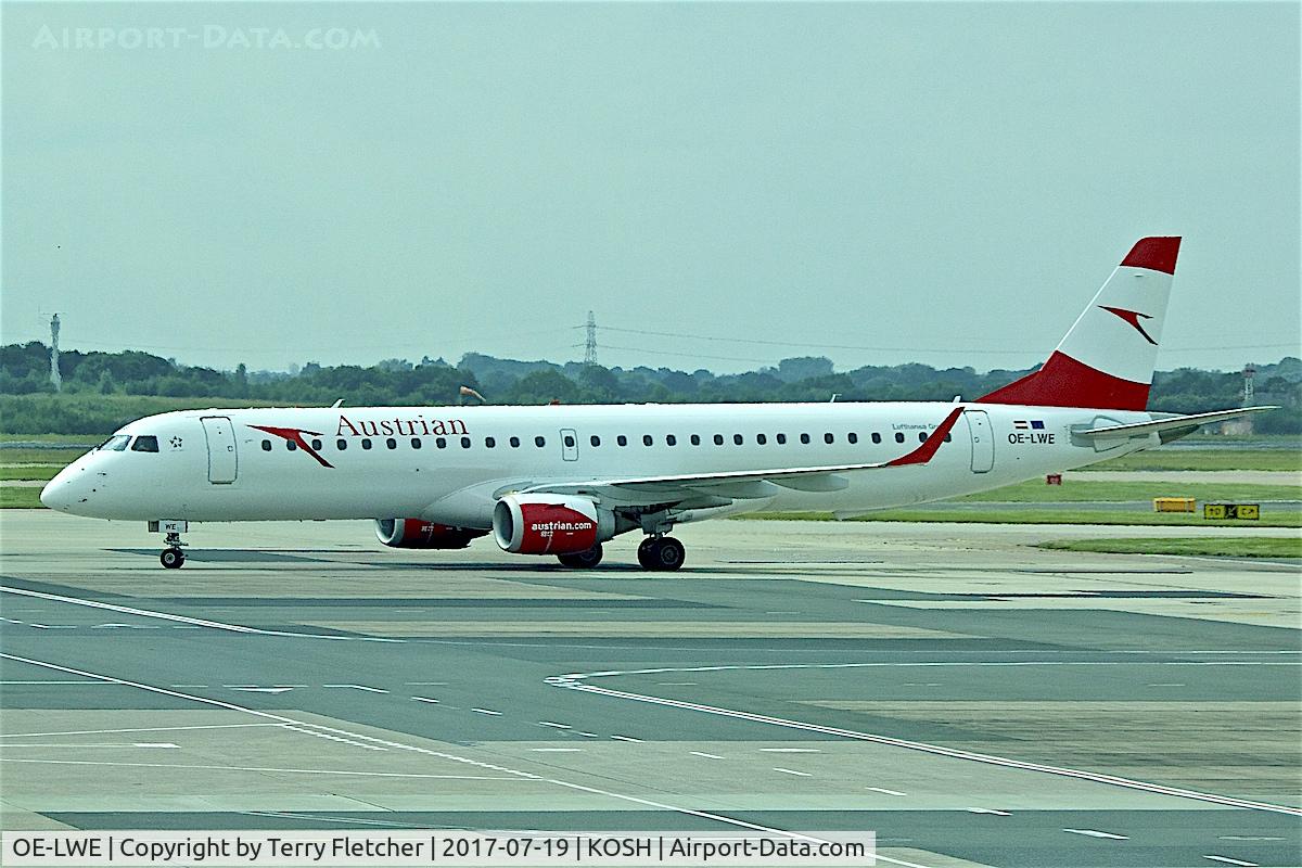 OE-LWE, 2012 Embraer 195LR (ERJ-190-200LR) C/N 19000553, At Manchester on 19th July 2017
