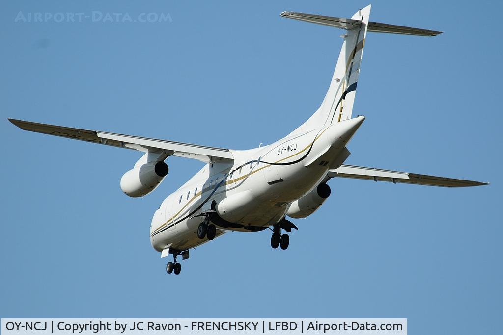 OY-NCJ, 2001 Fairchild Dornier 328-300 328JET C/N 3186, Sun-Air of Scandinavia (charter football ) landing runway 23