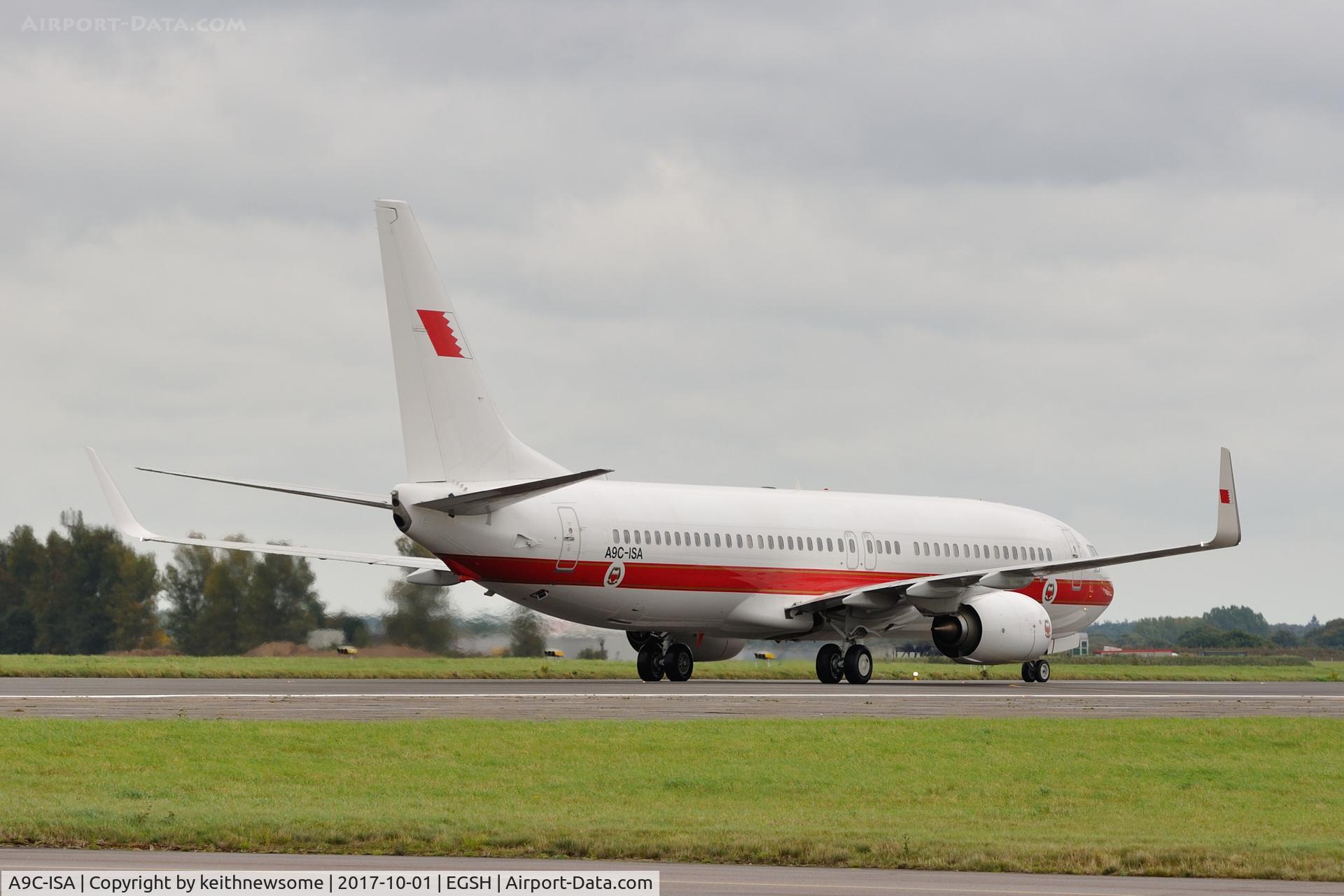 A9C-ISA, 2015 Boeing 737-86J C/N 37750, Arriving at Norwich for KLM Engineering.