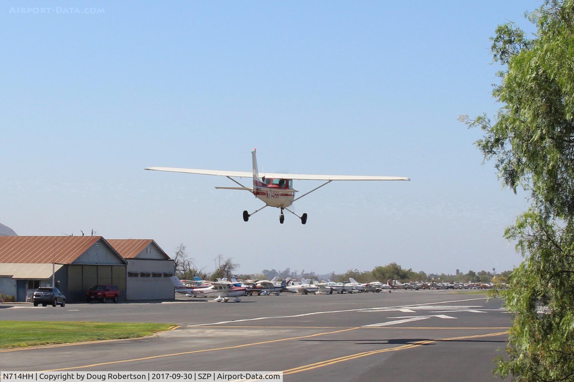 N714HH, 1977 Cessna 150M C/N 15079185, 1977 Cessna 150M, Continental O-200 100 Hp, on final for Rwy 22