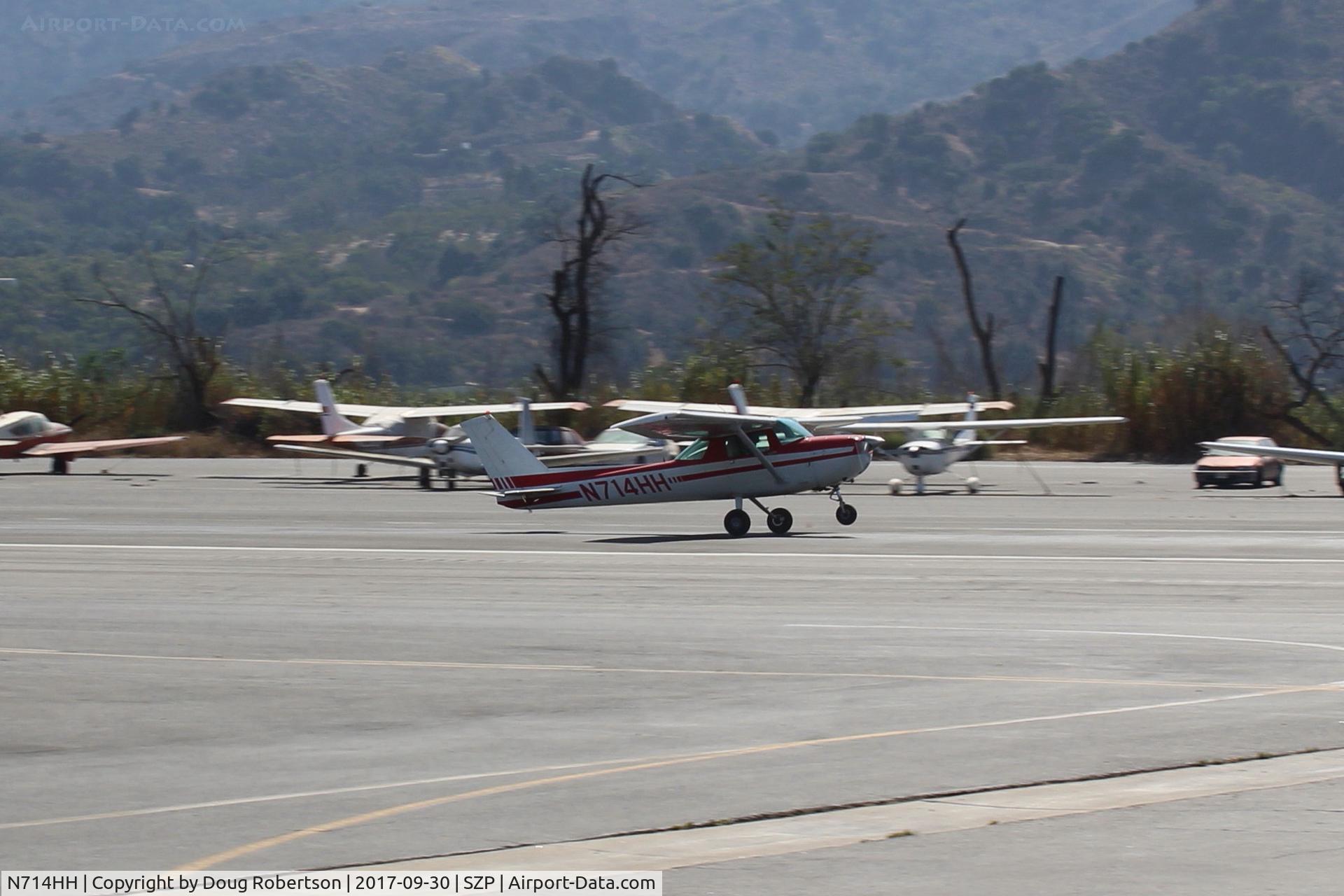 N714HH, 1977 Cessna 150M C/N 15079185, 1977 Cessna 150, Continental O-200 100 Hp, landing roll Rwy 22