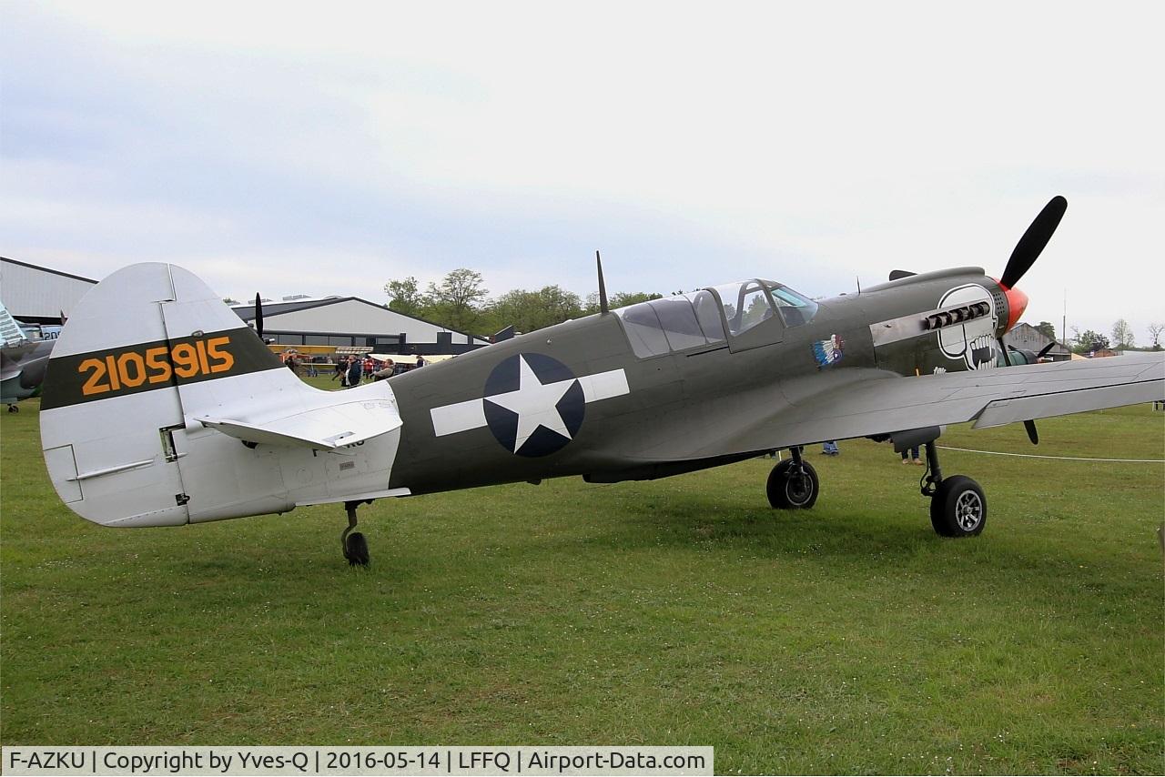 F-AZKU, 1942 Curtiss P-40N Warhawk C/N 29677, Curtiss P-40N Warhawk, Static park, La Ferté-Alais (LFFQ) Air show 2016