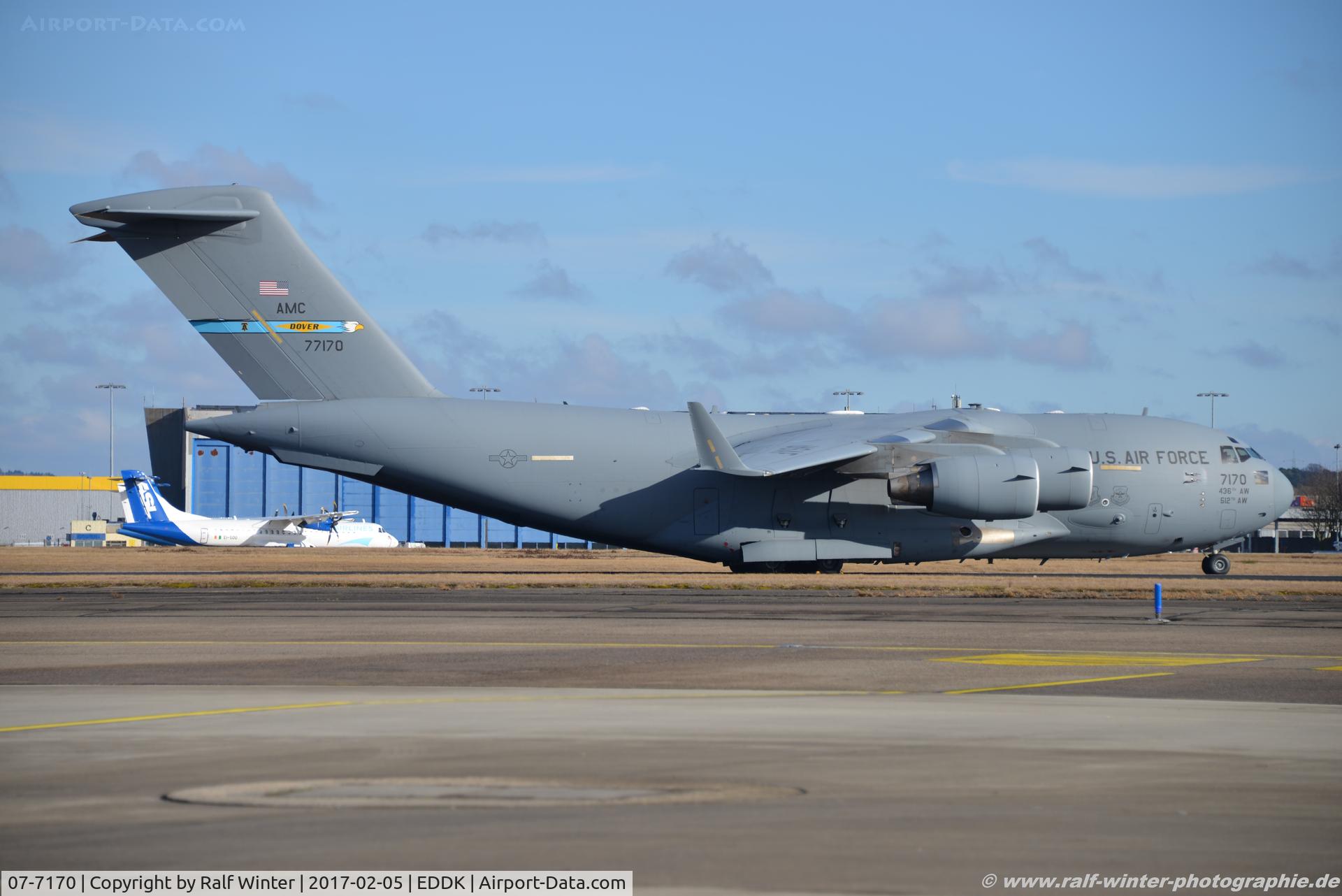 07-7170, Boeing C-17A Globemaster III C/N F-181, Boeing C-17A Globemaster III - MC RCH US Air Force USAF 'Dover' - P-170 - 07-7170 - 05.02.2017 - CGN