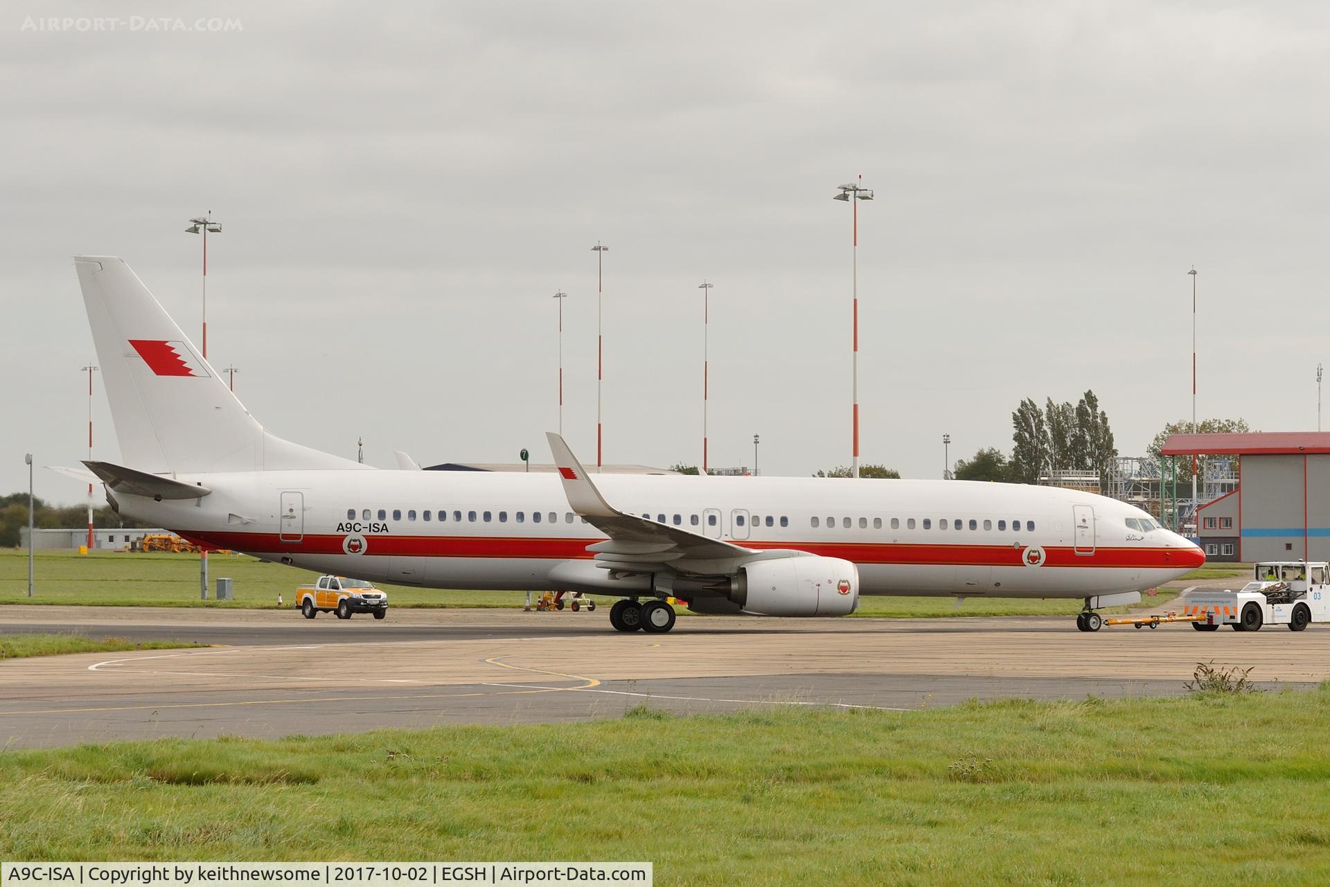A9C-ISA, 2015 Boeing 737-86J C/N 37750, Towed to maintenance following compass swings.