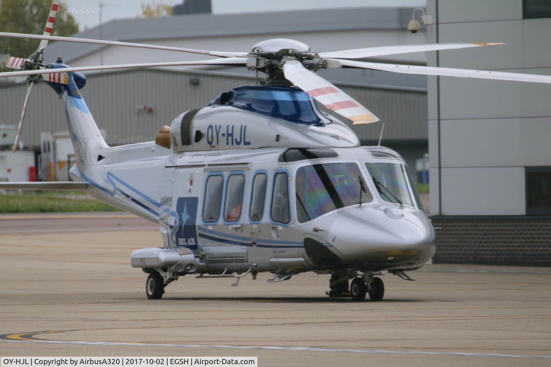 OY-HJL, 2009 AgustaWestland AW-139 C/N 31245, Parked by saxons
