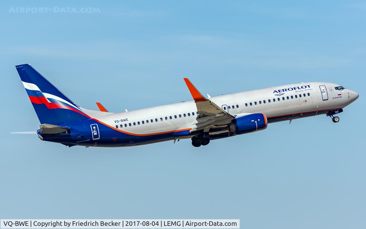 VQ-BWE, 2015 Boeing 737-8LJ C/N 41213, departure from Malaga