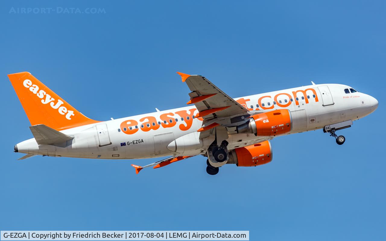 G-EZGA, 2010 Airbus A319-111 C/N 4427, departure from Malaga