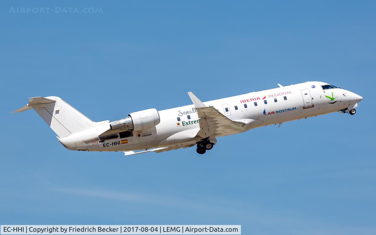 EC-HHI, Canadair CRJ-200ER (CL-600-2B19) C/N 7343, departure from Malaga
