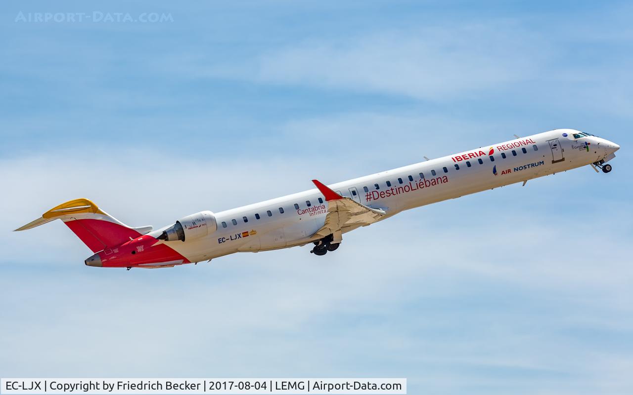 EC-LJX, 2010 Bombardier CRJ-1000ER NG (CL-600-2E25) C/N 19008, departure from Malaga