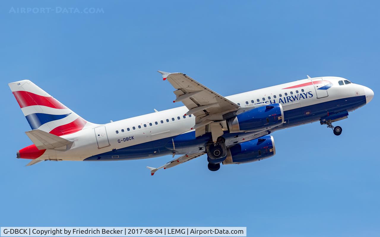 G-DBCK, 2007 Airbus A319-131 C/N 3049, departure from Malaga