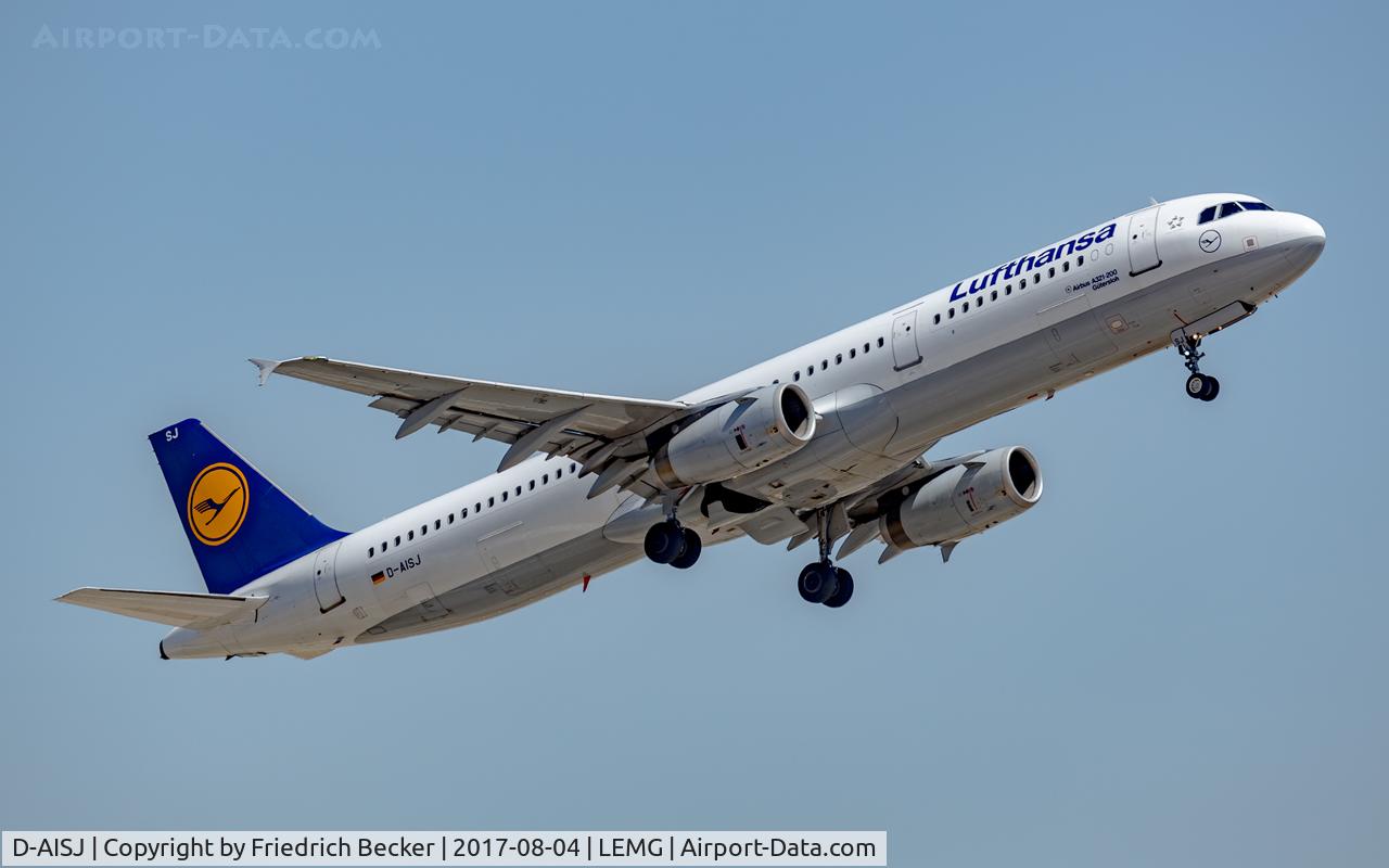 D-AISJ, 2008 Airbus A321-231 C/N 3360, departure from Malaga