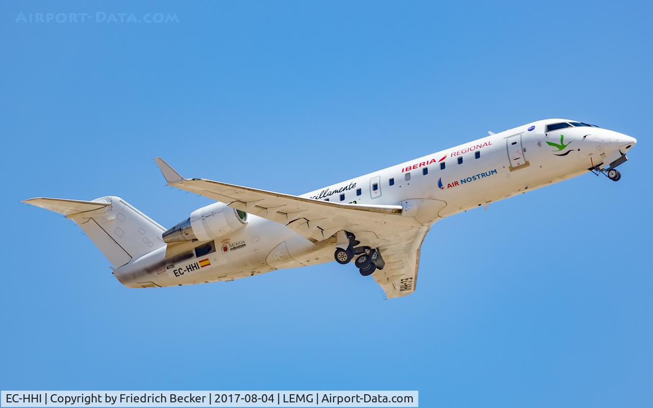 EC-HHI, Canadair CRJ-200ER (CL-600-2B19) C/N 7343, departure from Malaga
