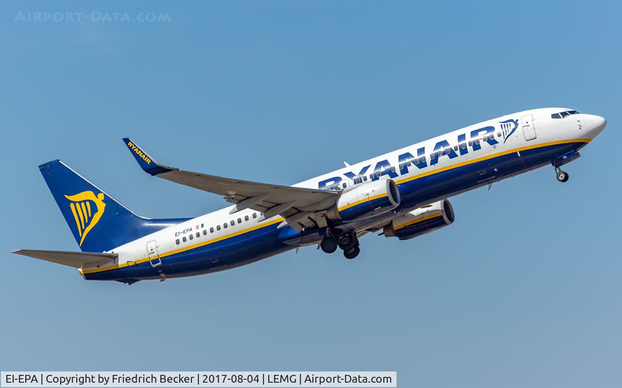 EI-EPA, 2011 Boeing 737-8AS C/N 34987, departure from Malaga