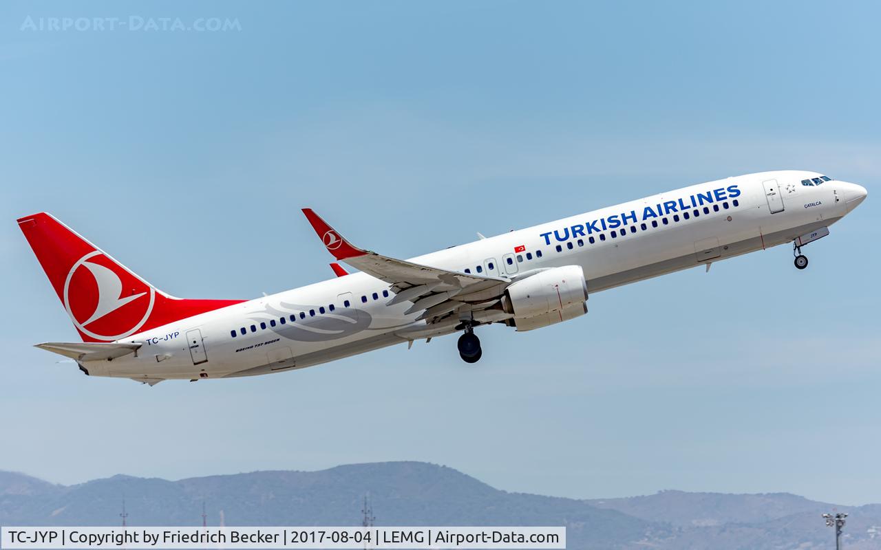 TC-JYP, 2015 Boeing 737-9F2/ER C/N 42014, departure from Malaga