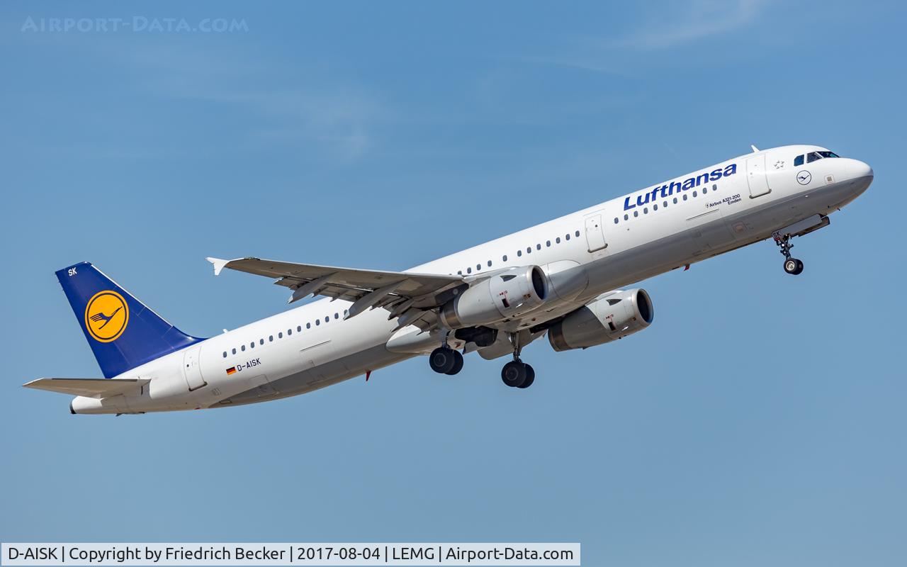 D-AISK, 2008 Airbus A321-231 C/N 3387, departure from Malaga