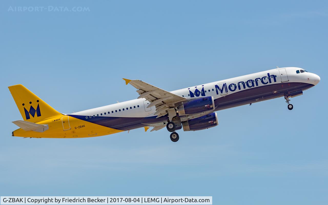 G-ZBAK, 2008 Airbus A321-231 C/N 3458, departure from Malaga