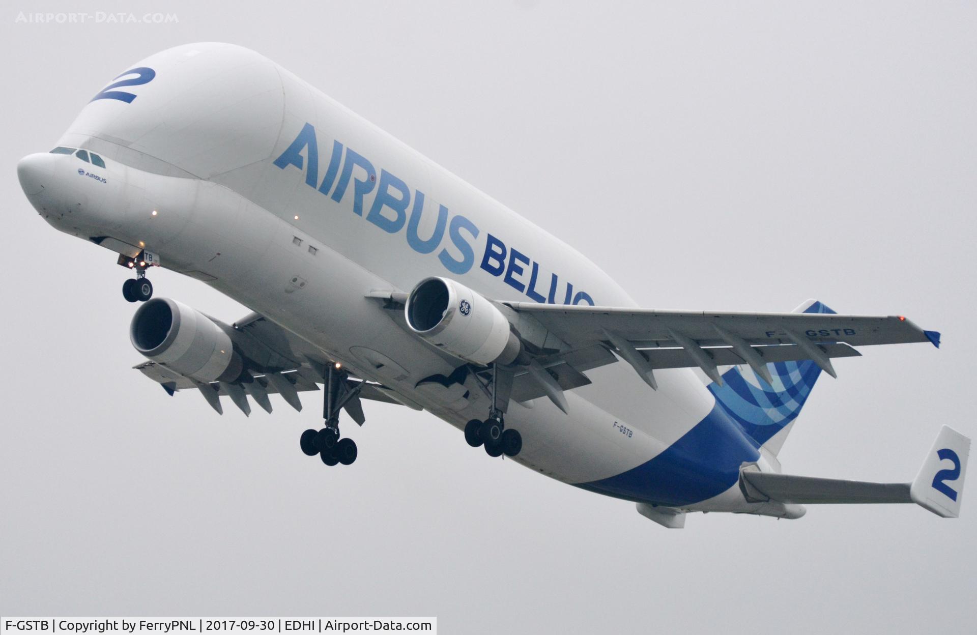 F-GSTB, 1996 Airbus A300B4-608ST Super Transporter C/N 751, Converted Airbus A306 lifting off from XFW.